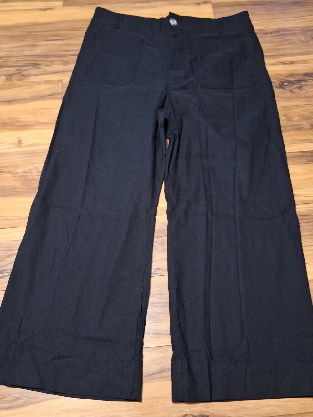 Maeve Anthro The Collette Womens 34" Black Wide Leg Crop Pants Stretch Career
